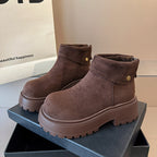 Damen modische Winterstiefeletten mit hohem Plateau und kuscheligem Innenfutter R&B