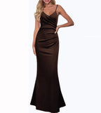 R&B | Einfarbiges Slim Fit Fließendes Maxikleid
