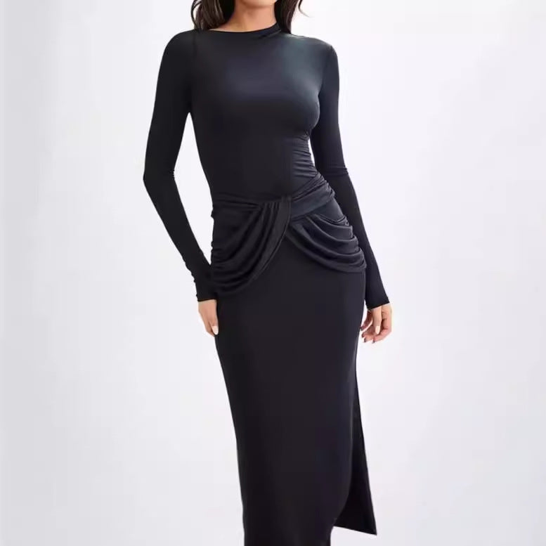 Damen Elegantes Maxikleid mit dekorativer Drapierung R&B