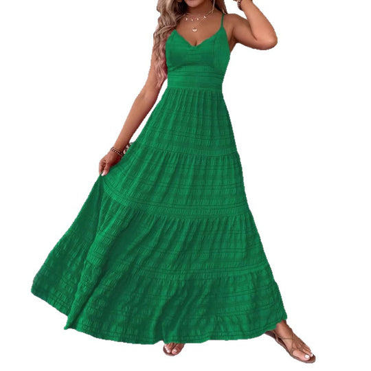 Damen Maxikleid mit schwingendem Rock und zarten Spaghettiträgern R&B