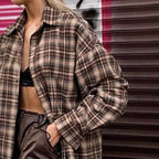 Damen Karierte Flanellbluse mit elegantem Schnitt und bequemen Ärmeln R&B
