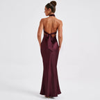 Damen Elegantes Maxikleid mit raffinierter Wickeloptik und schulterfreiem Design R&B