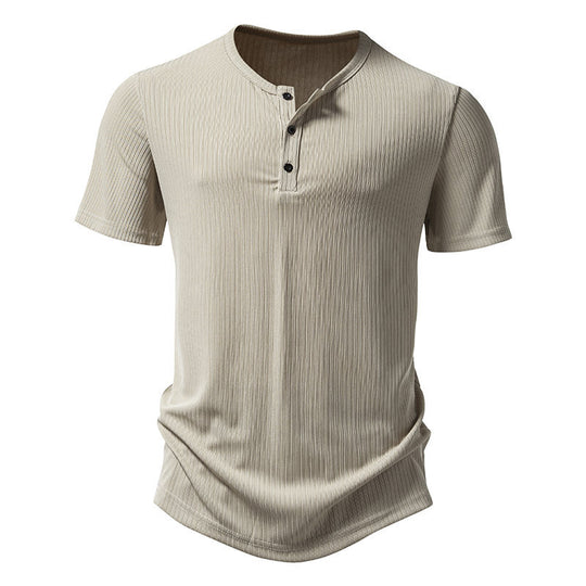 Herren Kurzarm-Henley-Shirt mit strukturiertem Design R&B
