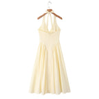 Damen Maxi-Kleid mit elegantem V-Ausschnitt und raffinierten Falten R&B