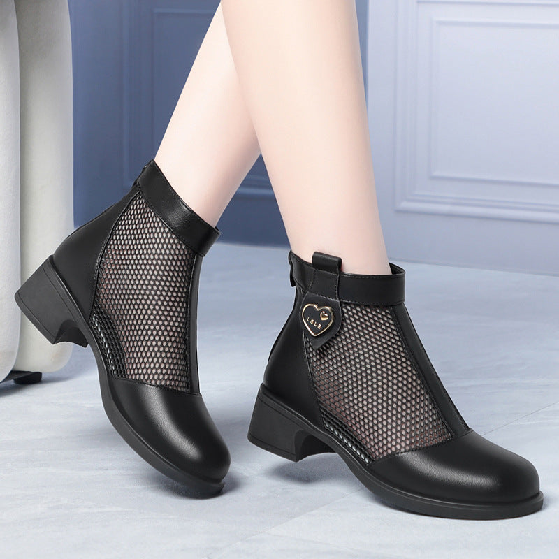 Damen Trendige Stiefeletten mit raffiniertem Netzdesign und flexiblem Blockabsatz R&B