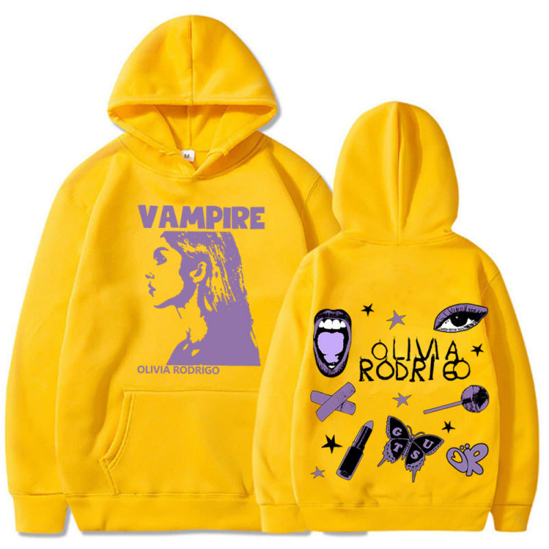 Damen Kapuzenpullover mit künstlerischem Vampir-Print und oversized Schnitt