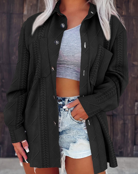 Damen Modische Longbluse mit strukturiertem Design und praktischen Taschen R&B