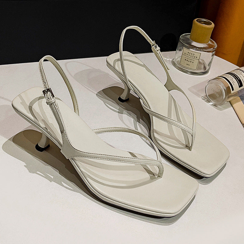 Damen elegante Schlappen mit schickem Riemendesign und komfortablem Absatz R&B