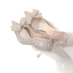Damen elegante Glitzerschuhe mit Schleifen-Detail R&B