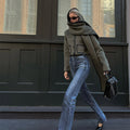 Damen Elegante cropped Jacke mit schickem Schal und raffinierten Taschen R&B