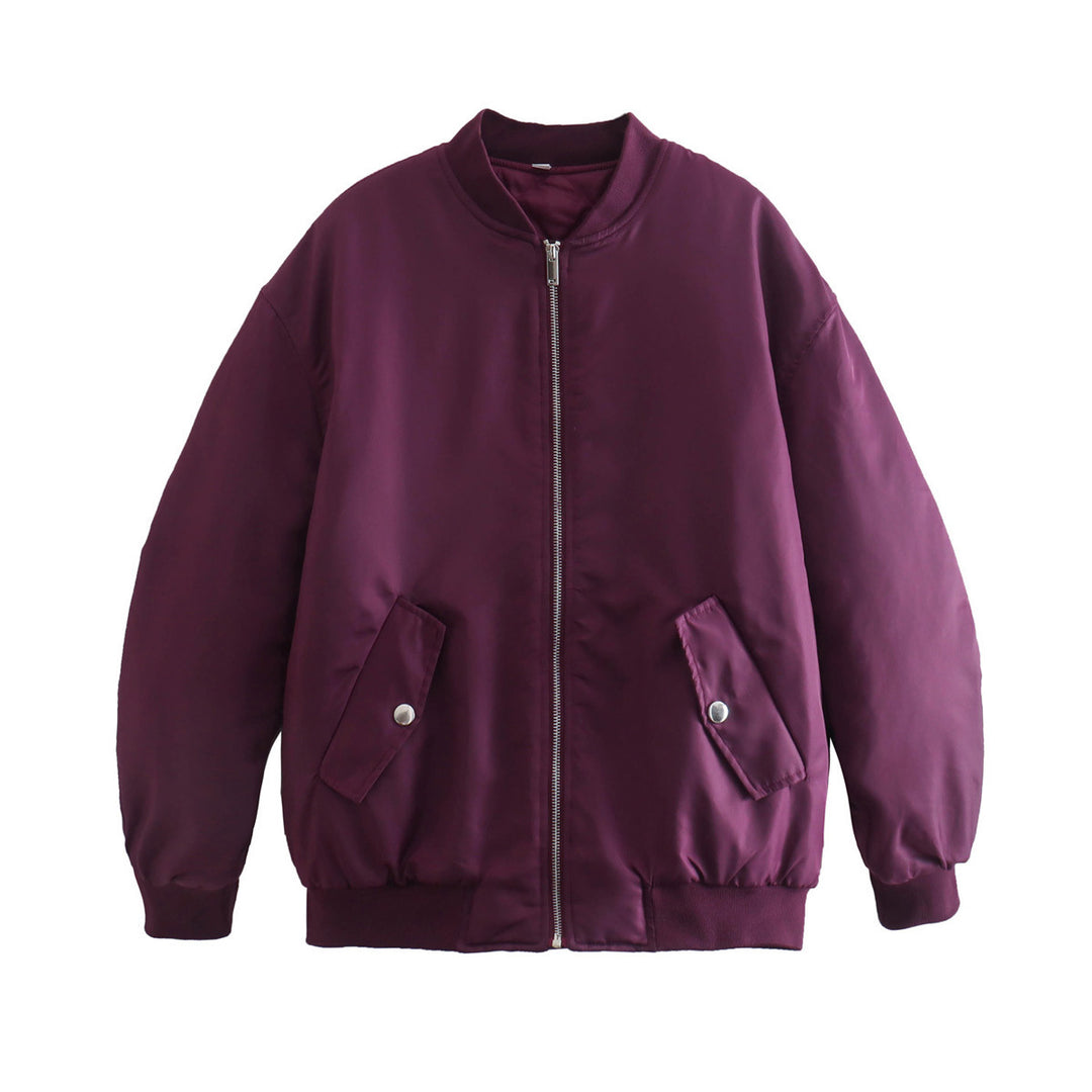 Damen modische Bomberjacke mit praktischen Taschen und hochgeschlossenem Kragen R&B