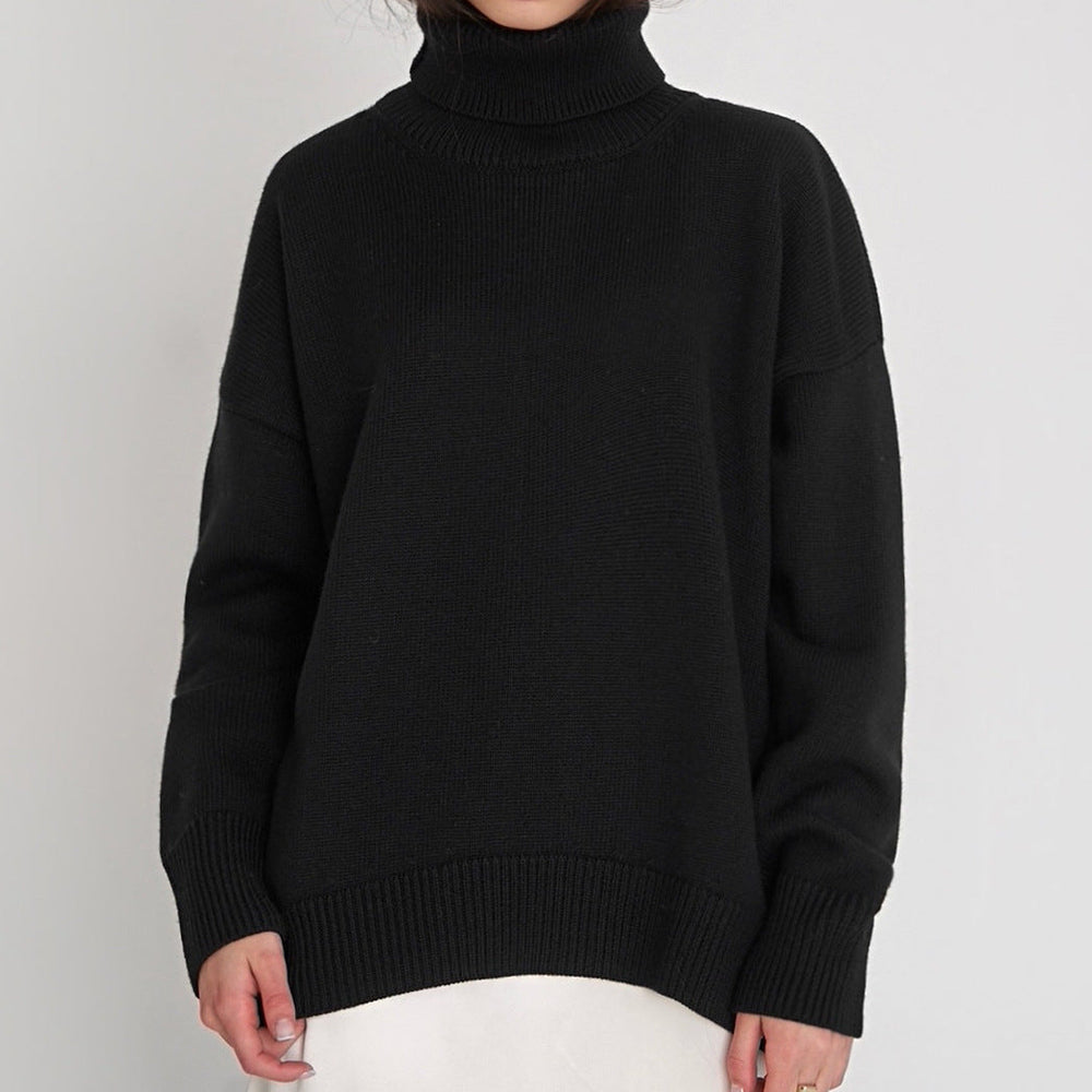 damen oversized rollkragenpullover basic gestrickter pullover