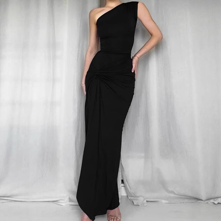 Damen Elegantes asymmetrisches Maxikleid mit raffinierter Drapierung R&B