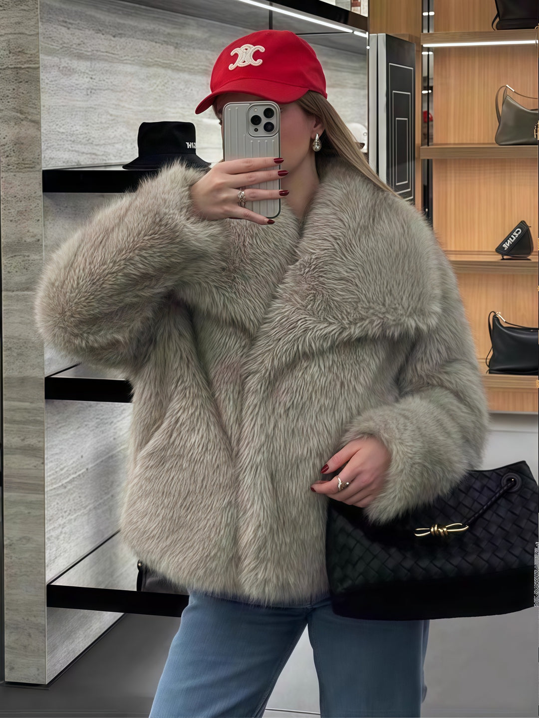 Damen Kuschelige Kunstpelzjacke R&B