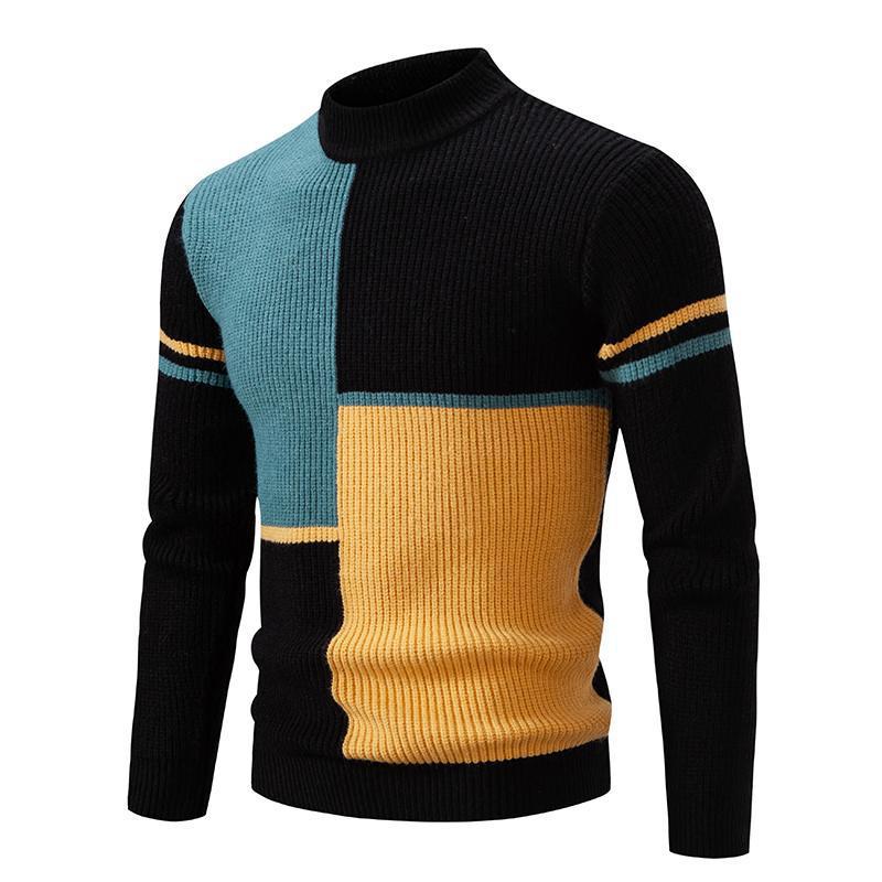 Herren modischer Rollkragenpullover mit grafischem Zopfmuster R&B 1758205596