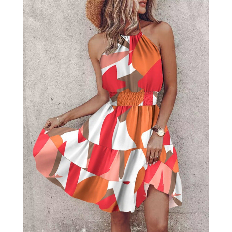 Damen Freizeitkleid mit floralen Druckdetails und Taillengürtel R&B