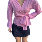 Damen Wickelbluse mit BindR&Band und elegantem Kragen R&B