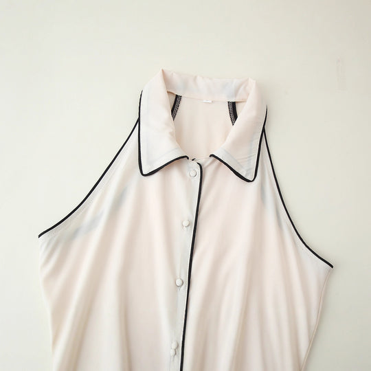 Damen Maxikleid mit elegantem Kragen und feinem Knopfdesign R&B