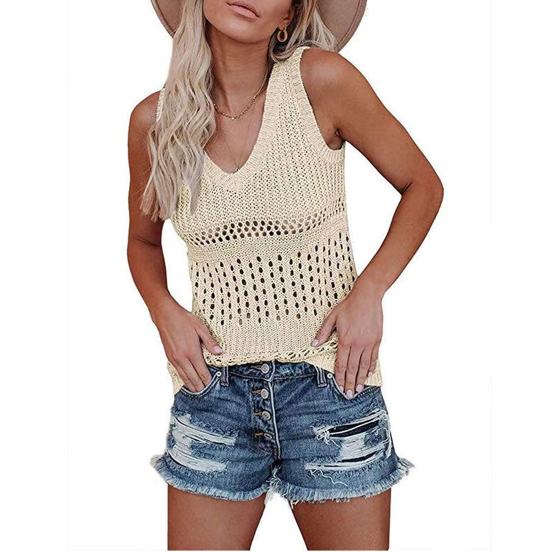 Damen Stricktanktop mit vielseitigem Lochmuster R&B