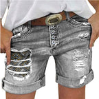 Damen Jeans-Shorts mit lässigem Fransen-Design und modischen Applikationen R&B