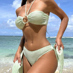 Damen Bandeau-Bikini mit raffiniertem Knoten und seitlichem Wickelrock