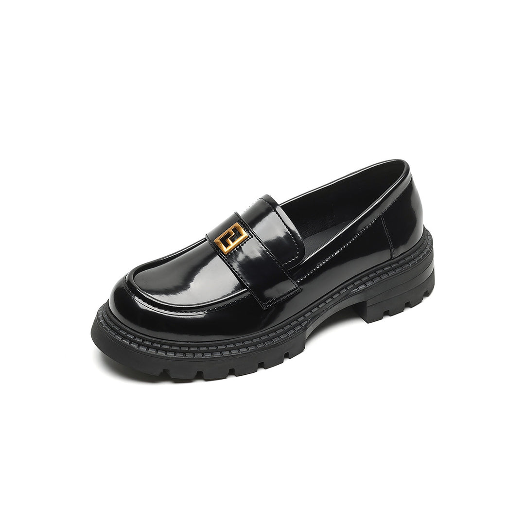 Damen elegante Mokassin-Slipper mit modischem Riemen und stabiler Gummisohle R&B