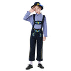 Herren nan bestickte Kindertracht Latzhose mit verstellbaren Hosenträgern und Kontrastnähten R&B