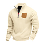 Herren eleganter Sweatpullover mit halbem Reißverschluss und praktischer Brusttasche R&B