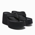 Damen Wedge-Sandalen mit komfortabler Zehensteg-Besonderheit und R&Brnem Blockabsatz R&B