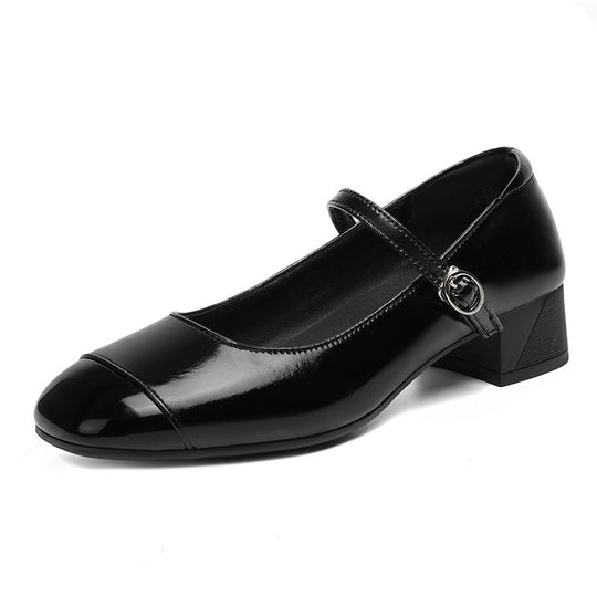 Damen Mary Jane Ballerinas mit verstellbarem Riemen und komfortablem Blockabsatz R&B