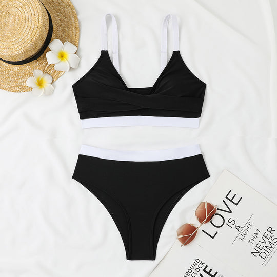 Damen Bikini-Set mit innovativem Wickeloberteil und hohem Taillenbund R&B