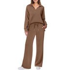 Damen Bequemer Freizeitanzug mit elegantem V-Ausschnitt und lockerem Schnitt R&B