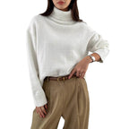 Damen Modischer Rollkragenpullover mit Oversized-Schnitt und feiner Struktur