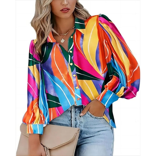 Damen auffällige Bluse mit strukturierten Ärmeln R&B