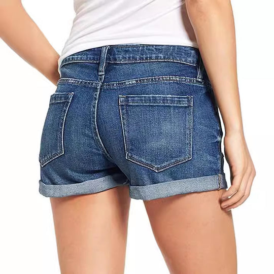 Damen modische Destroyed Denim-Shorts mit umgeschlagenem Saum R&B
