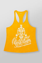 Herren nan athletisches Stringer Tanktop rückenfreier Schnitt mit Kontrastpaspel und Kraftsportmotiv R&B