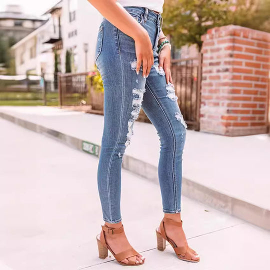 Damen Skinny Jeans mit modischen Destroyed-Effekten R&B