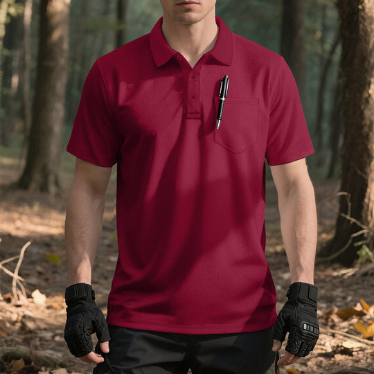 Herren Polo-Shirt mit atmungsaktivem Mesh-Gewebe und praktischer Brusttasche R&B