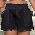 Damen Freizeit Shorts mit elastischem Bund und dekorativem Netzdetails R&B