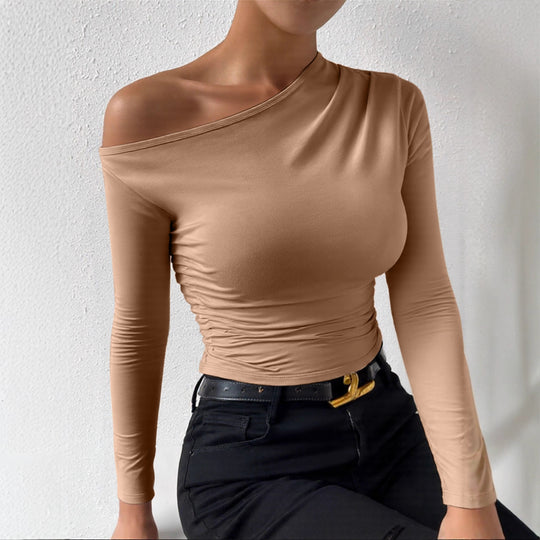 Damen Langarmshirt mit asymmetrischem Ausschnitt und figurformendem Schnitt R&B