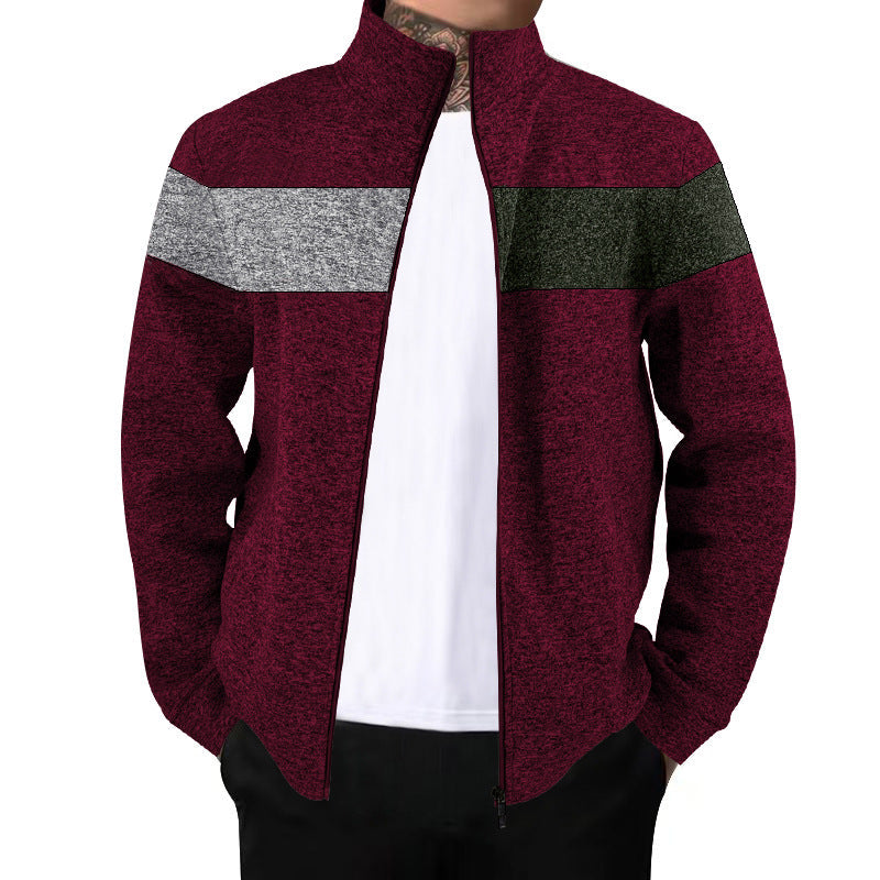 Herren Sportjacke mit kontrastierenden Farben und hohem Stehkragen