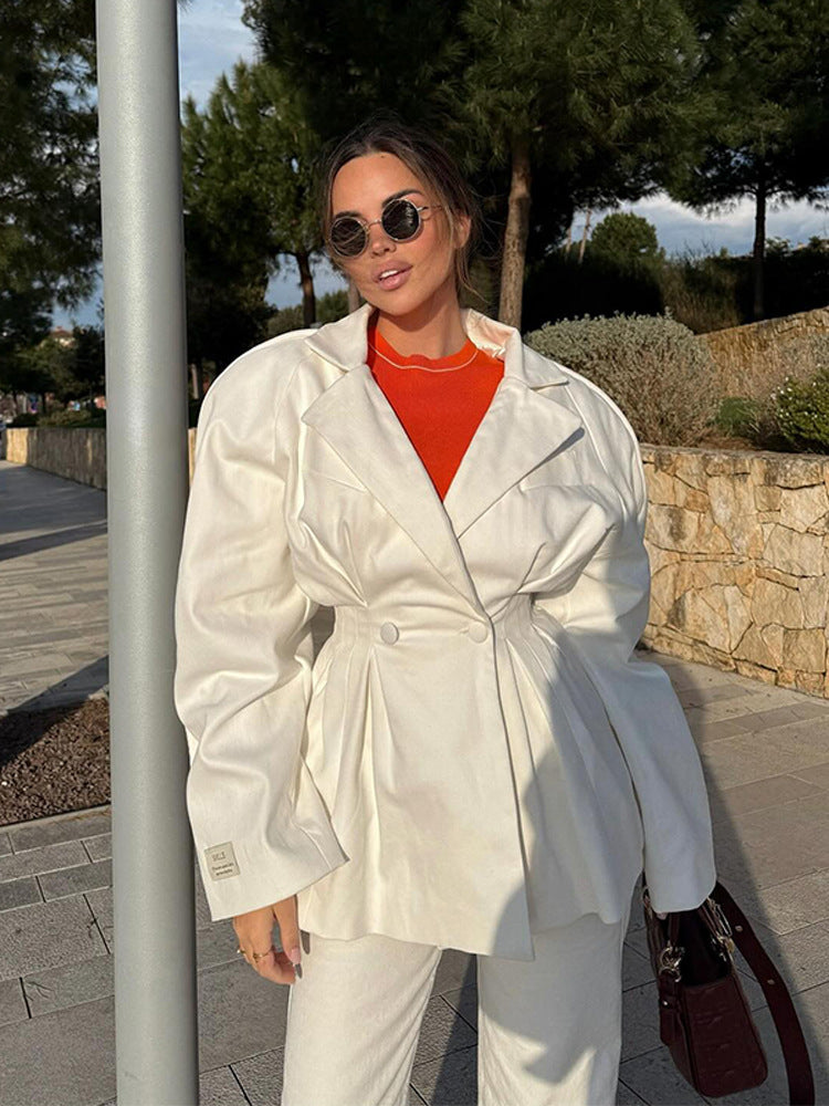 Damen modische Oversized-Blazerjacke mit ausgefallenem Schnitt R&B
