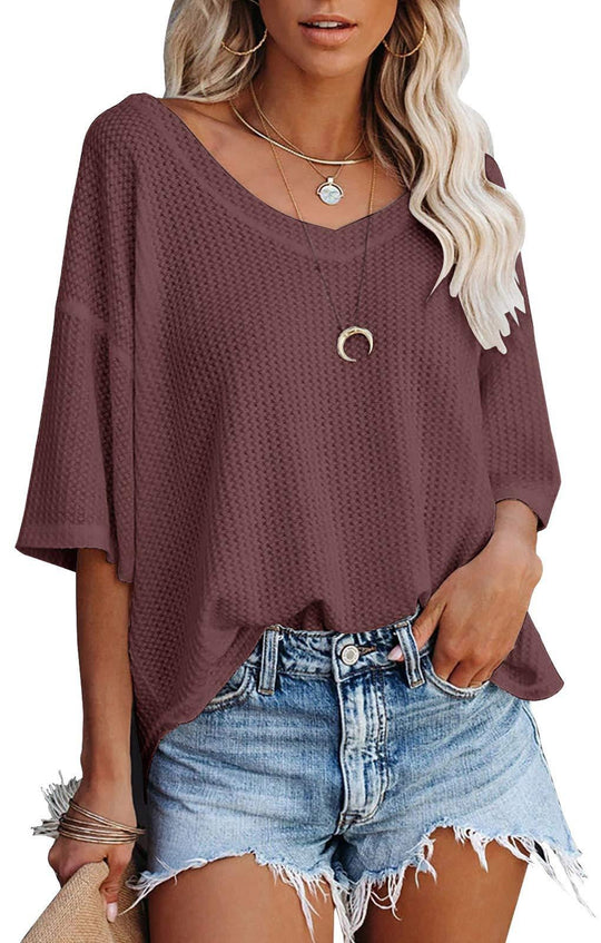 Damen lässiges Oversized-Oberteil mit strukturiertem Webmuster R&B