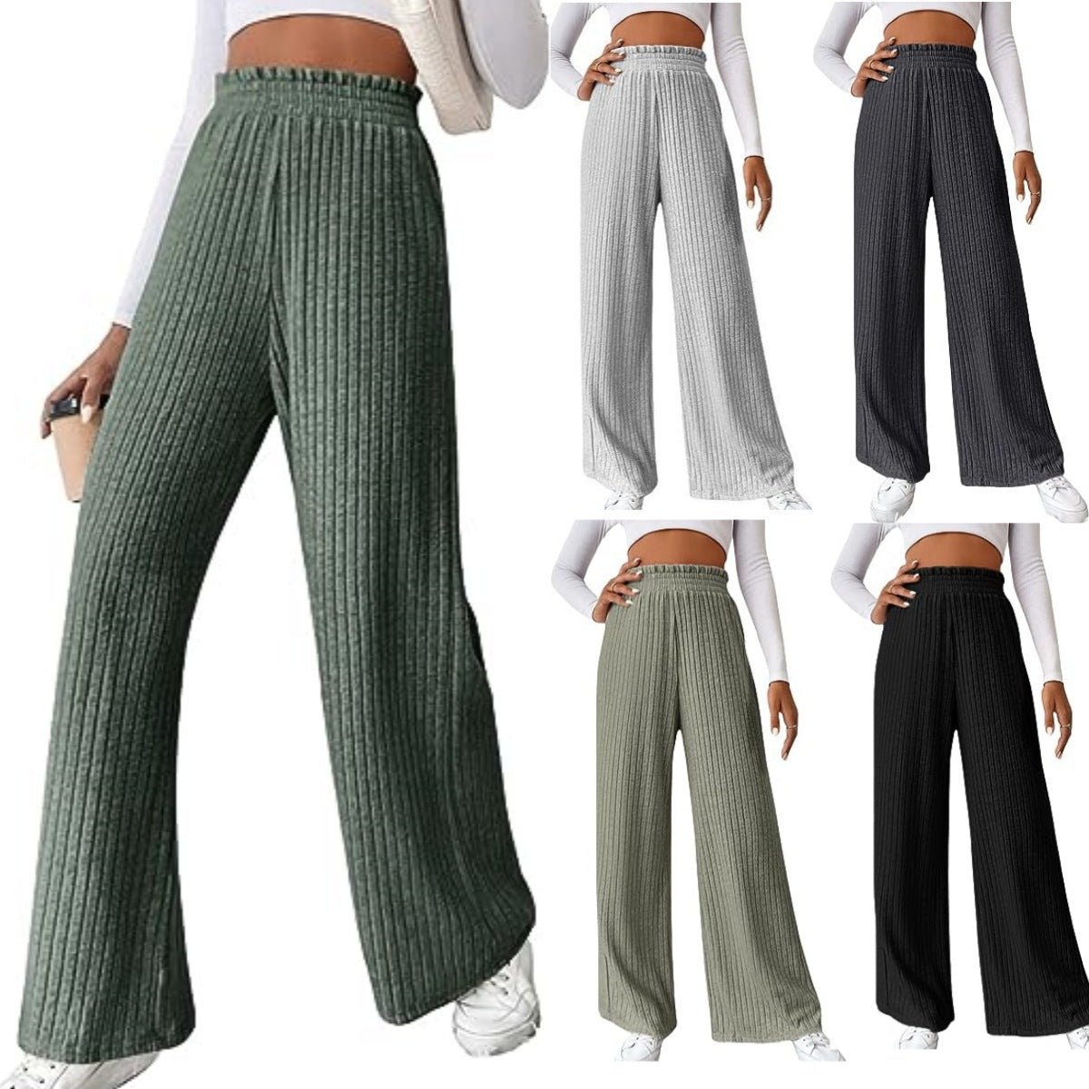 Damen Weite Ripp-Hosen mit elastischem Bund R&B