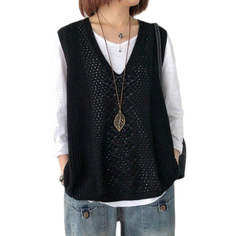 Damen Strickweste mit tiefem V-Ausschnitt und praktischen Taschen R&B
