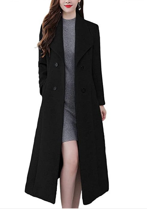 Damen Lange Wollmantel R&B