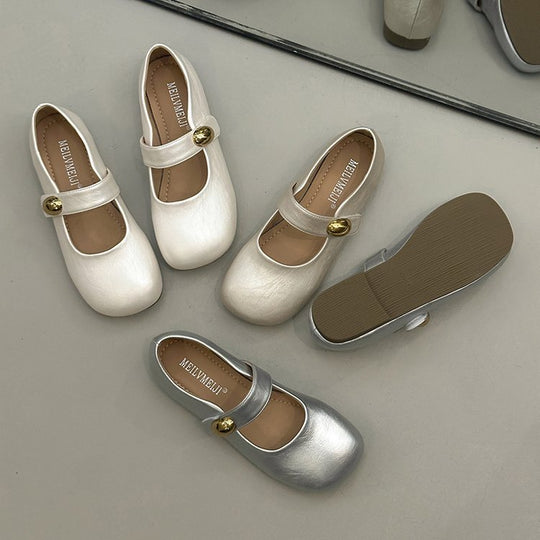 Damen elegante Mary Jane Ballerinas mit dekorativem Knopf R&B