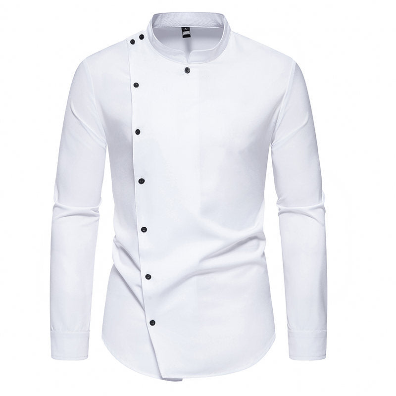 Herren Langarm Hemd mit modernem Knopfdesign R&B