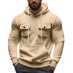 Herren nan sportiver Kapuzenpullover mit aufgesetzten Klappentaschen, Kängurutasche und schmalem Saum R&B