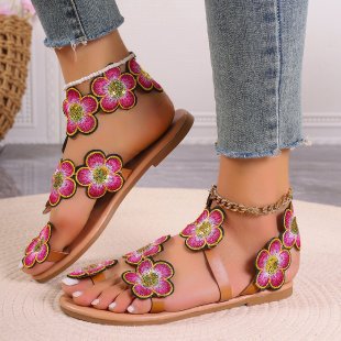 Damen Modische Sandalen mit floralen Applikationen R&B